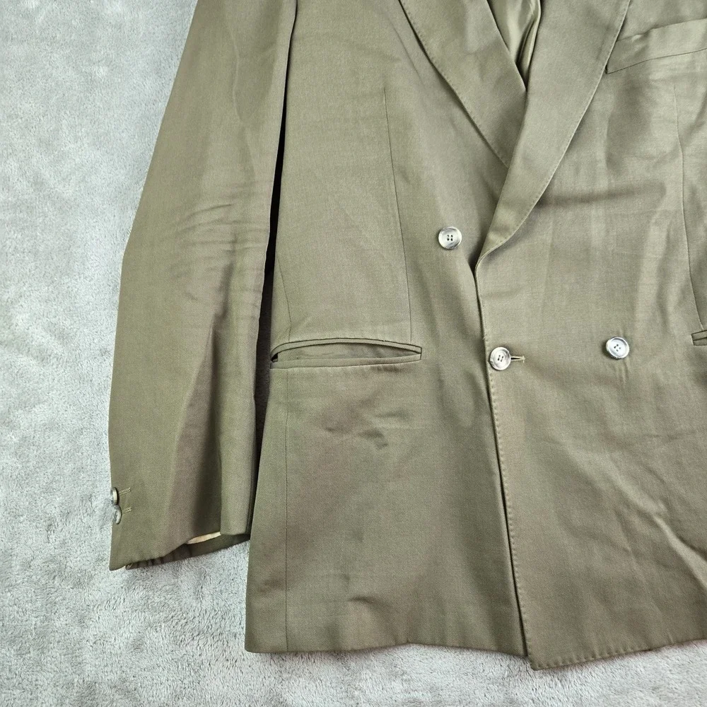 Vintage Lizi Rossi Blazer Men Olive Green Wool Double Breasted Pura Lana Vergine